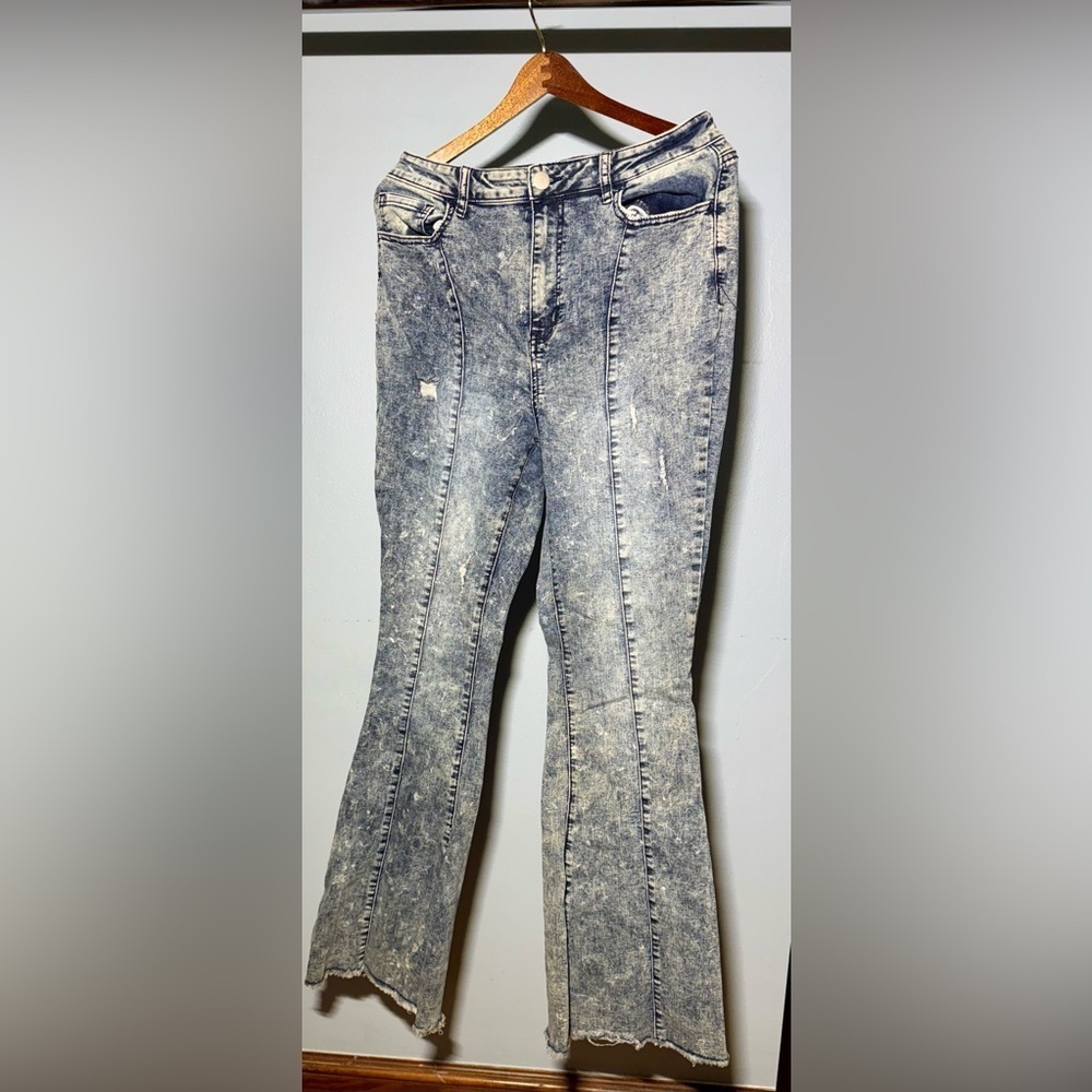 Y2K Acid Wash Flare Jeans